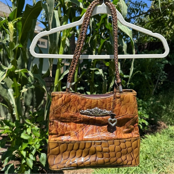 Y2K Genuine Two Tone Leather Shoulder Handbag Angel Collection Brown Bag / Purse - Picture 1 of 13